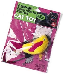 Spot A-Door-Able Bouncing Plush Bird With Feather Tail Cat Toy Multi-Color 4.5 In
