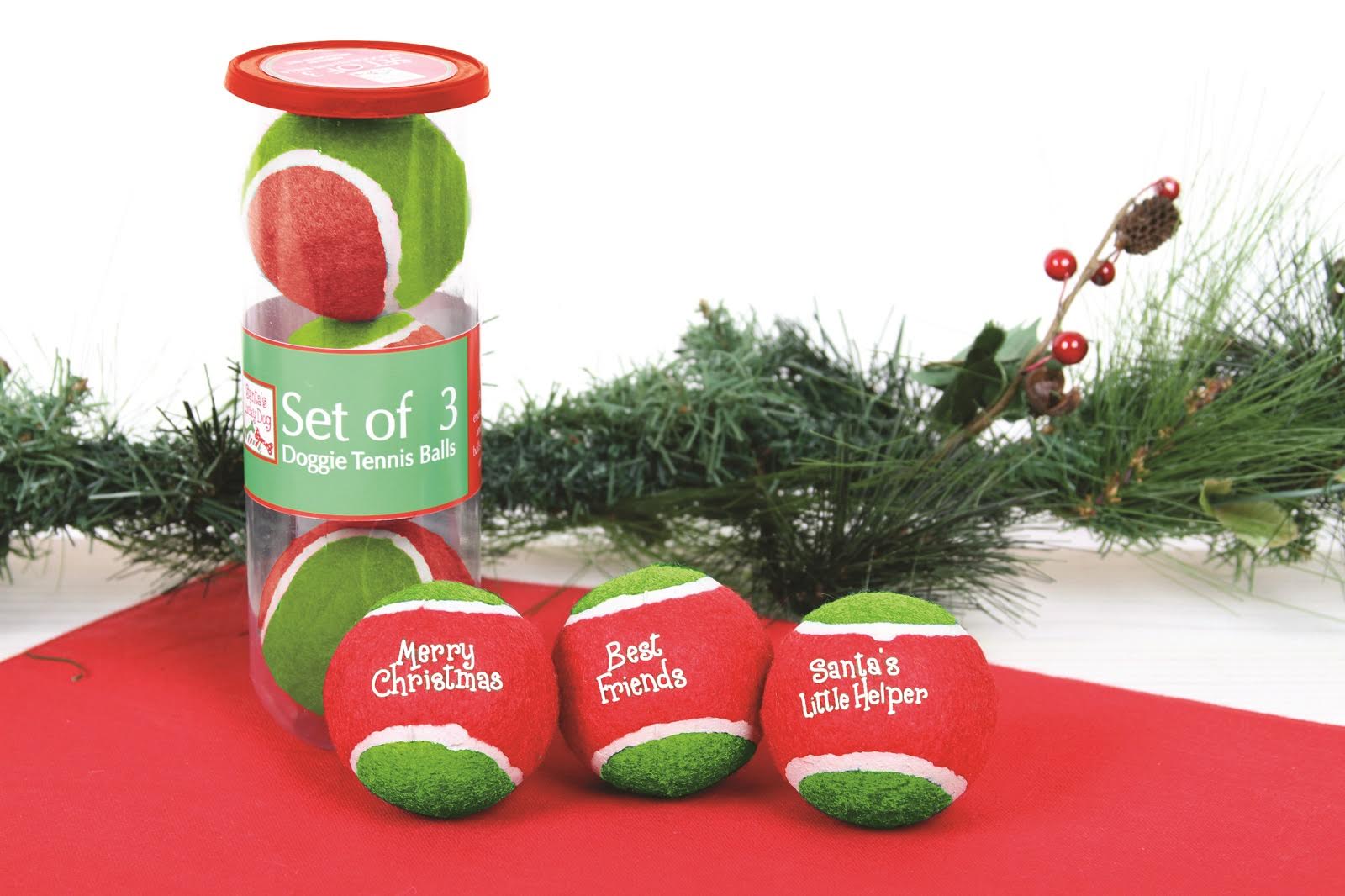 3 Christmas Saying Tennis Balls for Dogs