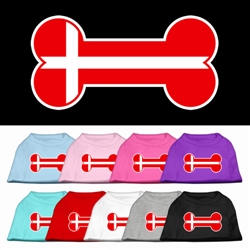 Bone Shaped Denmark Flag Screen Print Shirt
