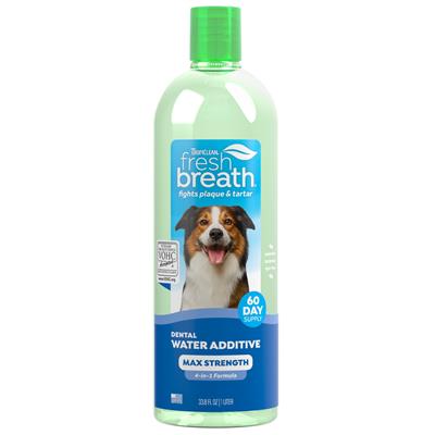 TropiClean Fresh Breath Max Strength Dental Water Additive for Dogs, 33.8oz