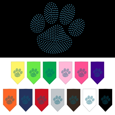 Paw Blue Rhinestone Bandana