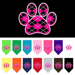 Argyle Paw Pink Screen Print Bandana
