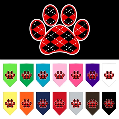 Argyle Paw Red Screen Print Bandana