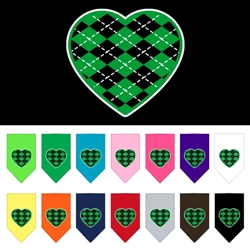 Argyle Heart Green Screen Print Bandana