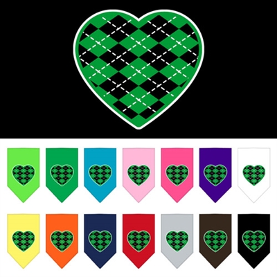 Argyle Heart Green Screen Print Bandana