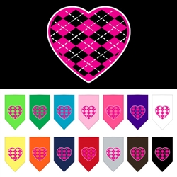 Argyle Heart Pink Screen Print Bandana