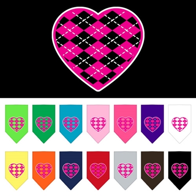 Argyle Heart Pink Screen Print Bandana