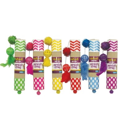 Multipet Cardboard Scratcher Roller (Assorted Colors) - 7.5"