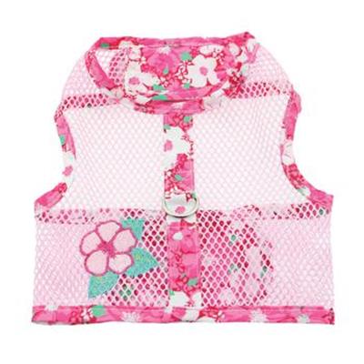 Cool Mesh Dog Harness with Leash - Hawaiian Hibiscus Pink