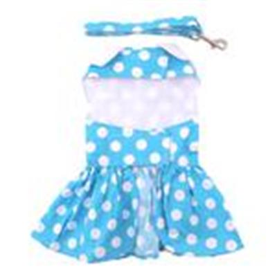 Blue Polka Dot Dress w/ Leash & D-Ring