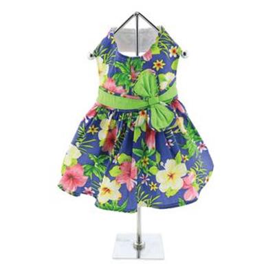 Blue Lagoon Hawaiian Hibiscus Dress w/ Leash & D-Ring