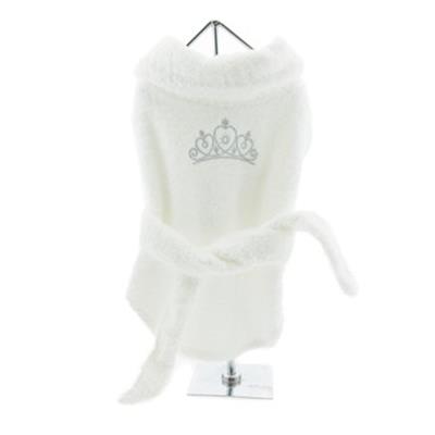 White Silver Tiara Bathrobe 100% Soft Combed Cotton Terrycloth