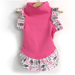Pink Dress with Owl Print on Arm & Hem