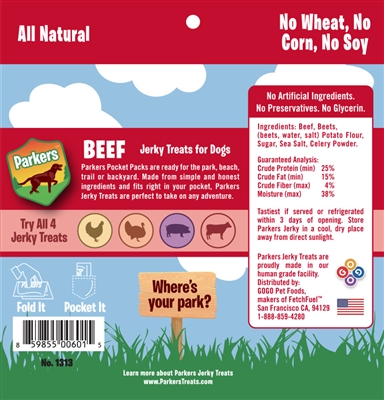 Parkers Beef Jerky Pocket Pack (1.25oz)