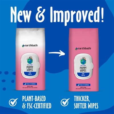 earthbath® Puppy Wipes (Wild Cherry Scent) - 100 ct