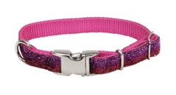 Coastal Sparkles Adjustable Dog Collar with Metal Buckle Pink 5/8x12