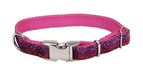 Coastal Sparkles Adjustable Dog Collar with Metal Buckle Pink 5/8x12