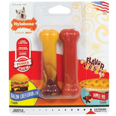 NYLABONE FLAVOR FRENZY BACON CHEESEBURGER/APPLE PIE FLAVOR REGULAR