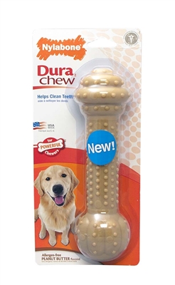 NYLABONE DURA CHEW BARBELL PEANUT BUTTER FLAVOR LARGE
