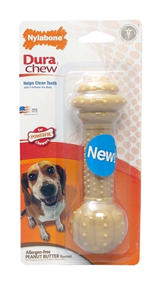 NYLABONE DURA CHEW BARBELL PEANUT BUTTER FLAVOR MONSTER