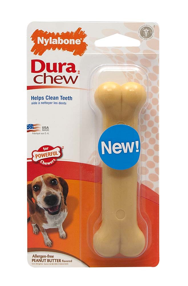 NYLABONE DURA CHEW PEANUT BUTTER TEXTURED BONE TWIN PACK REGULAR