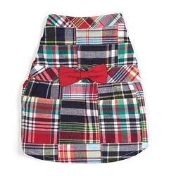 Navy Patch Madras Dress