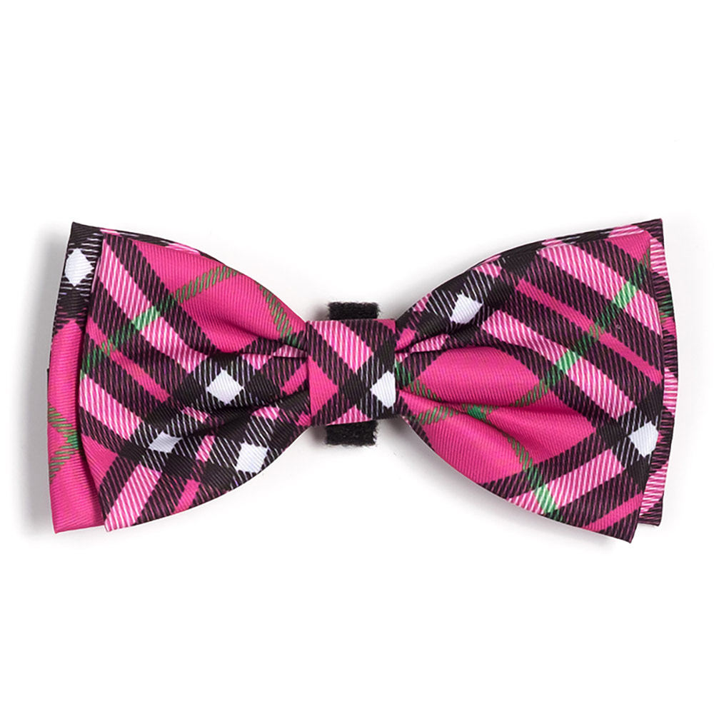 Bias Plaid Hot Pink Bow Tie