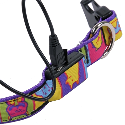 London Plaid Light Blue ORION LED Dog Collar