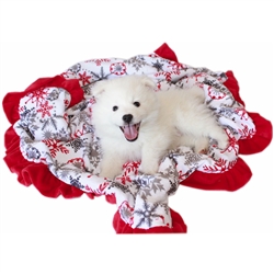 Luxurious Plush Pet Blanket Red Snowflake
