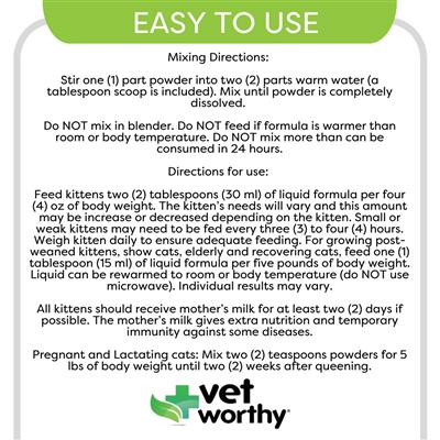 Vet Worthy Milk Replacement Powder Feline 12oz