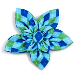 Preppy Argyle Blue Flower