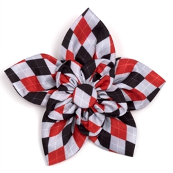 Preppy Argyle Red/Gray Flower