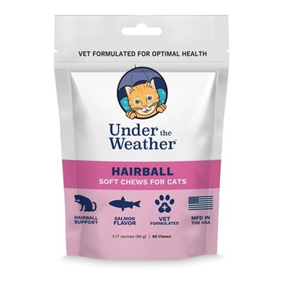 Hairball Support Soft Chews for Cats - 60 chews per pouch by Under the Weather