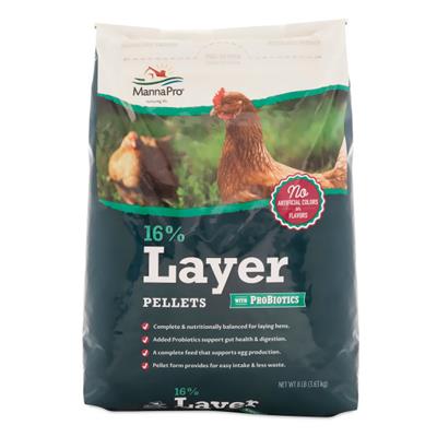 Manna Pro Poultry Feed 16% Layer Pellet with Probiotic 8 lb