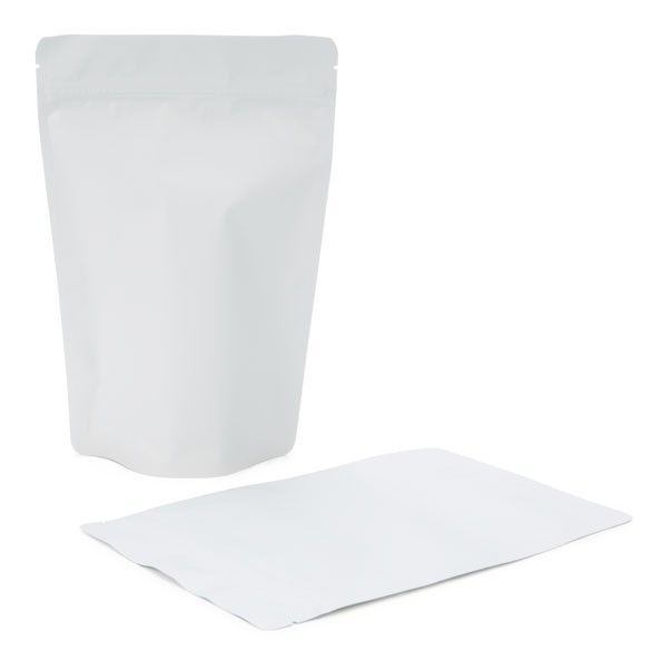 Matte White Metallized Zipper Pouch Gusset Bag (approx. 8 oz) 100 pack