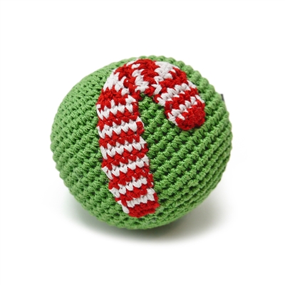 PAWer Squeaky Toy - Candy Cane Ball