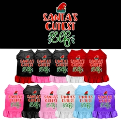Santa's Cutest Elf Screen Print Dog Dress