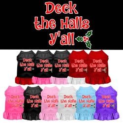 Deck the Halls Y'all Screen Print Dog Dress