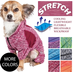 Pet Life�� ACTIVE 'Downward Dog' Heathered Performance 4-Way Stretch Two-Toned Full Body Warm Up Hoodie