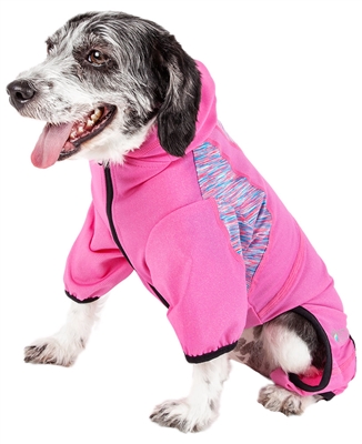 Pet Life�� ACTIVE 'Pawsterity' Heathered Performance 4-Way Stretch Two-Toned Full Bodied Hoodie