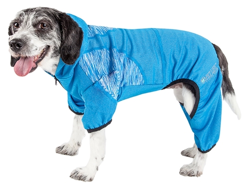 Pet Life�� ACTIVE 'Pawsterity' Heathered Performance 4-Way Stretch Two-Toned Full Bodied Hoodie