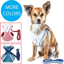 Pet Life�� LUXE 'Spawling' 2-in-1 Mesh Reversed Adjustable Dog Harness-Leash w/ Fashion Bowtie