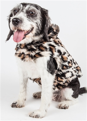 Pet Life������ LUXE 'Lab-pard' Dazzling Brown and Black Leopard Patterned Mink Fur Dog Coat