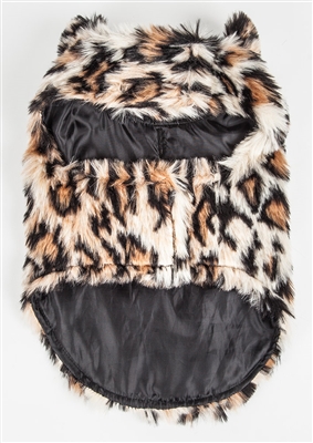 Pet Life������ LUXE 'Lab-pard' Dazzling Brown and Black Leopard Patterned Mink Fur Dog Coat