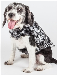 Pet Life�� LUXE 'Paw Dropping' Designer Gray-scale Tiger Pattern Mink Fur Dog Coat