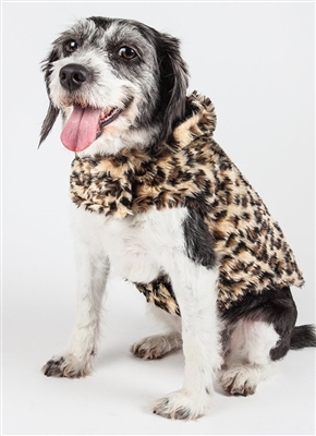 Pet Life® LUXE 'Poocheetah ' Ravishing Designer Spotted Brown and Black Cheetah Patterned Mink Fur Dog Coat