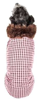 Pet Life������ LUXE 'Beautifur' Elegant Designer Boxed Pink and Brown Mink Fur Dog Coat