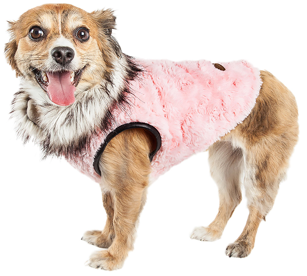 Pet Life® LUXE 'Pinkachew' Charming Designer Light Pink Mink Fur Dog Coat