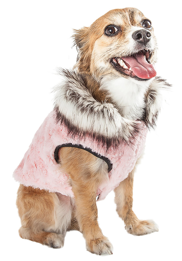 Pet Life® LUXE 'Pinkachew' Charming Designer Light Pink Mink Fur Dog Coat