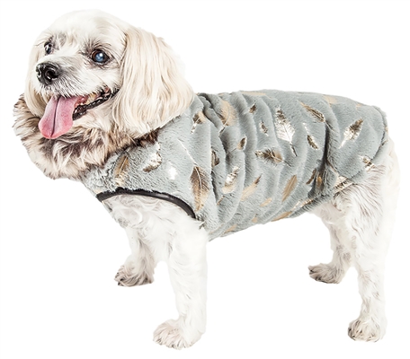 Pet Life������ LUXE 'Gold-Wagger' Gold-Leaf Designer Fur Dog Jacket